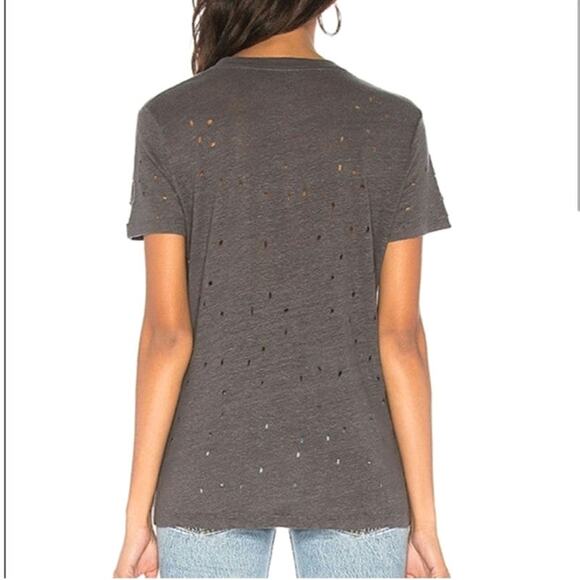 IRO Linen Distressed Crewneck Top Short Sleeve Gray T Shirt Casual Urban Boho XS - Picture 4 of 11